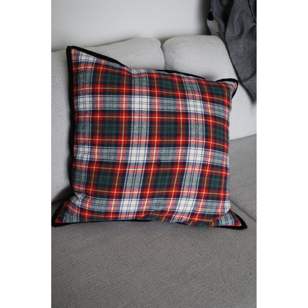 Lauren Ralph Lauren Plaid Throw Pillow Red Green Blue Cotton Tartan Square